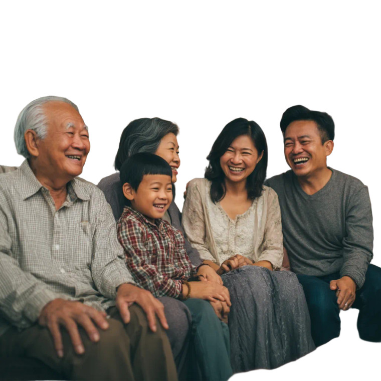 Asian Family Gathering Vinyl Car Decal Sticker – Waterproof & UV-Resistant 