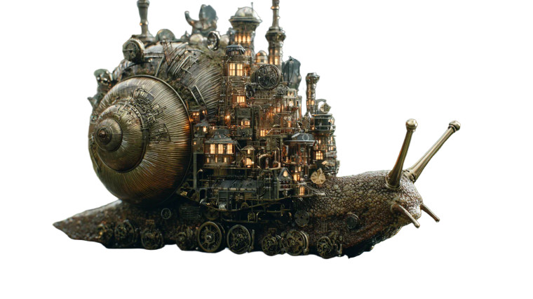 Steampunk Snail City Vinyl Car Decal Sticker – Waterproof & UV-Resistant 