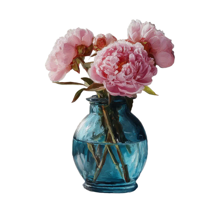 Blue Vase Peonies Vinyl Car Decal Sticker – Waterproof & UV-Resistant 