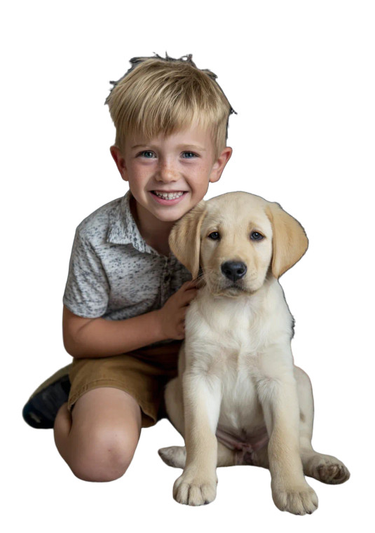 Happy Boy With Puppy Vinyl Car Decal Sticker – Waterproof & UV-Resistant 