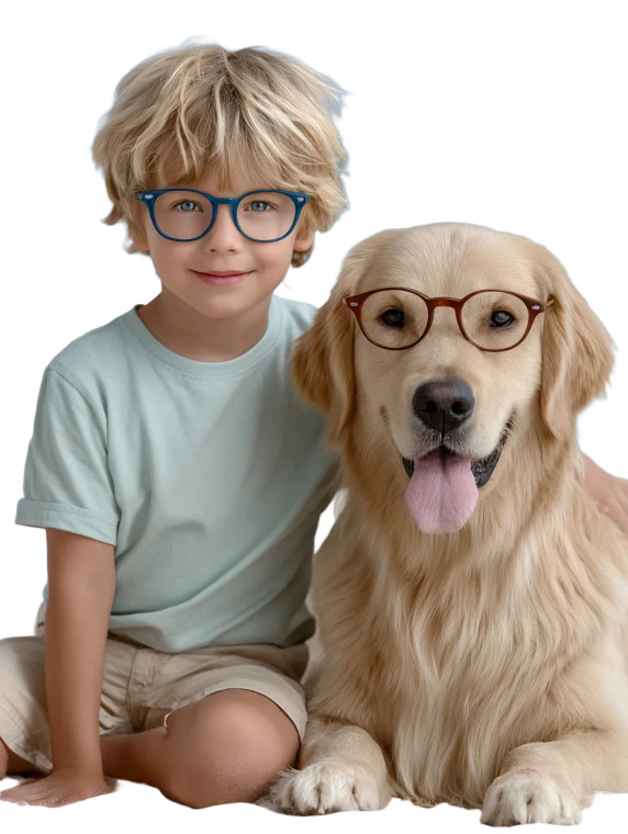 Fluffy Retriever With Boy Vinyl Car Decal Sticker – Waterproof & UV-Resistant 