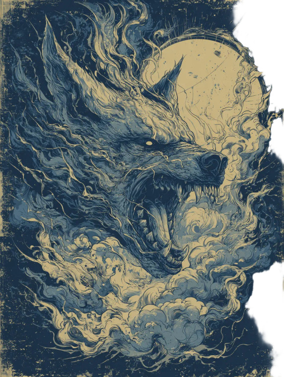 Fenrir Comic Style Vinyl Car Decal Sticker – Waterproof & UV-Resistant 