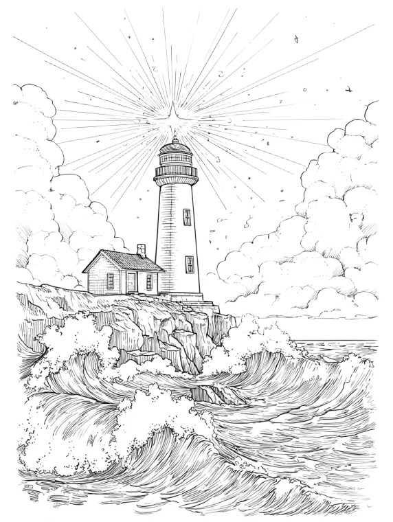 Cliff Lighthouse Vinyl Car Decal Sticker – Waterproof & UV-Resistant 