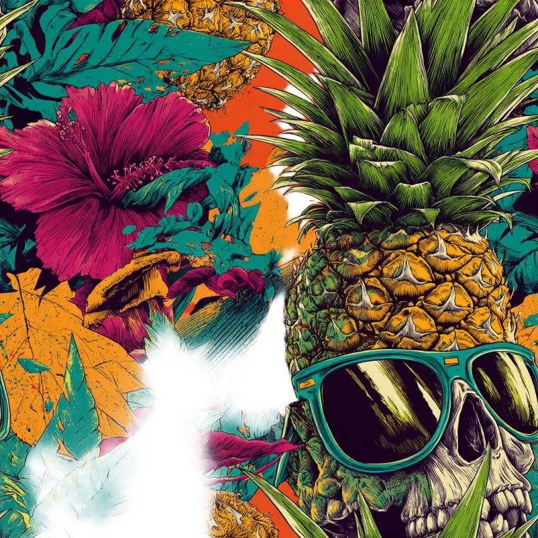 Skeletal Pineapple Sunglasses Vinyl Car Decal Sticker – Waterproof & UV-Resistant 