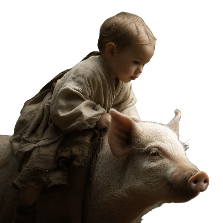 Baby Riding Pig Vinyl Car Decal Sticker – Waterproof & UV-Resistant 