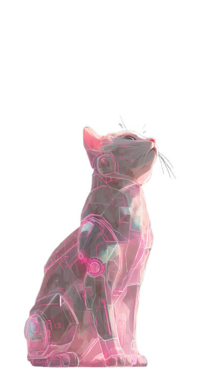 Glowing Mecha Cat Vinyl Car Decal Sticker – Waterproof & UV-Resistant 