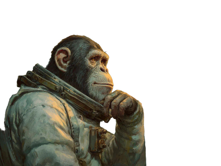 Atompunk Chimp Astronaut Vinyl Car Decal Sticker – Waterproof & UV-Resistant 
