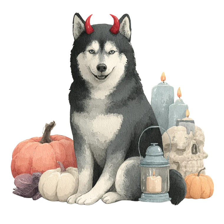 Husky Dracula Art Vinyl Car Decal Sticker – Waterproof & UV-Resistant 