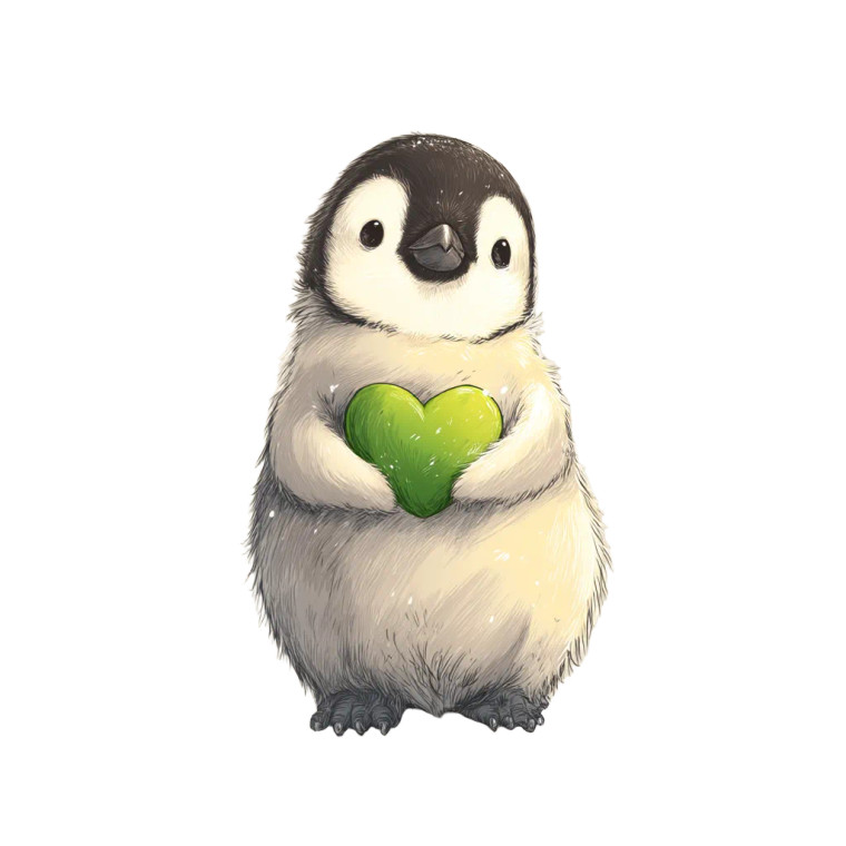Penguin Chick Heart Vinyl Car Decal Sticker – Waterproof & UV-Resistant 