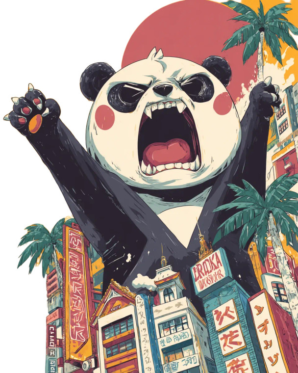 Angry Agitated Panda Vinyl Car Decal Sticker – Waterproof & UV-Resistant 