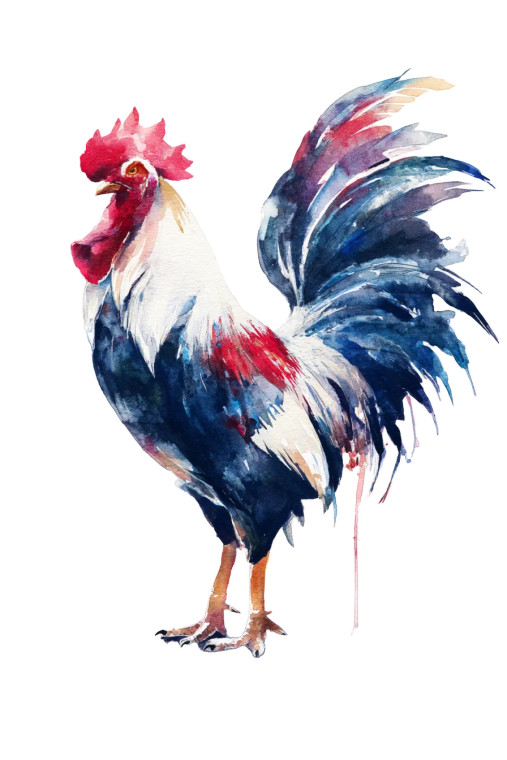 Watercolor Rooster V2 Vinyl Car Decal Sticker – Waterproof & UV-Resistant 