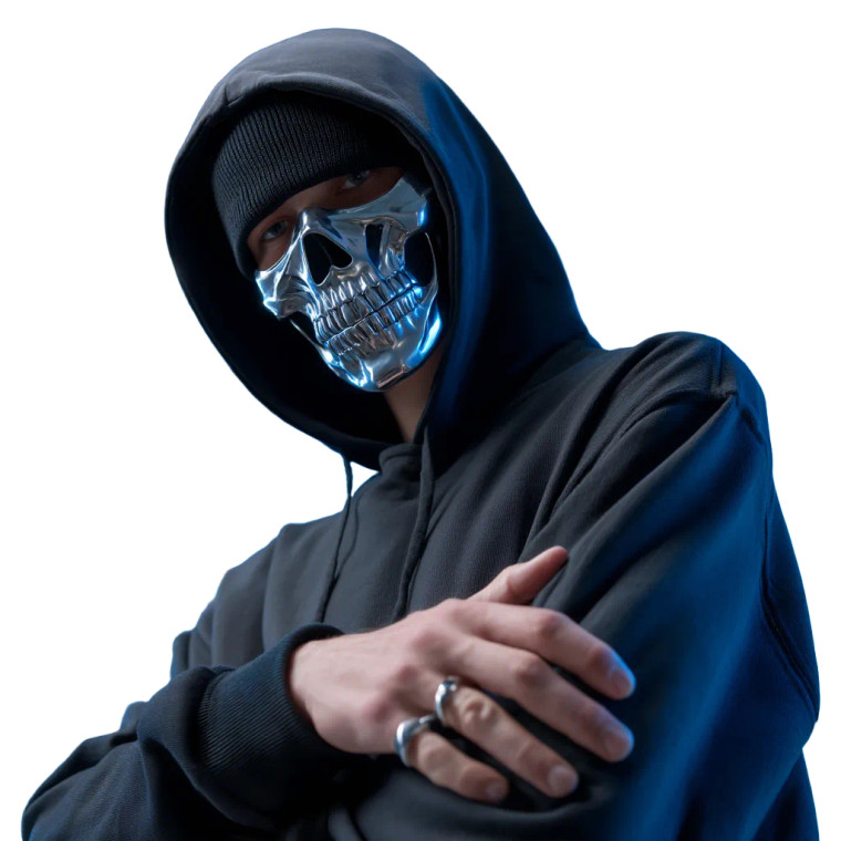Futuristic Skeleton Mask Vinyl Car Decal Sticker – Waterproof & UV-Resistant 