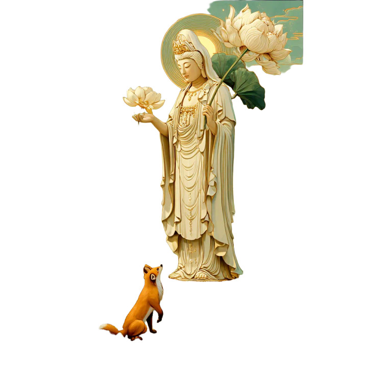 Child Guanyin And Fox Vinyl Car Decal Sticker – Waterproof & UV-Resistant 