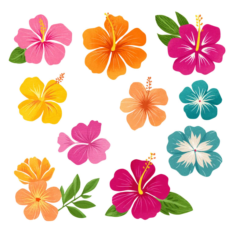 Hawaiian Flowers Clipart Vinyl Car Decal Sticker – Waterproof & UV-Resistant 