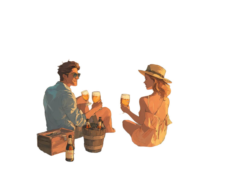 Sunset Beach Couple V2 Vinyl Car Decal Sticker – Waterproof & UV-Resistant 