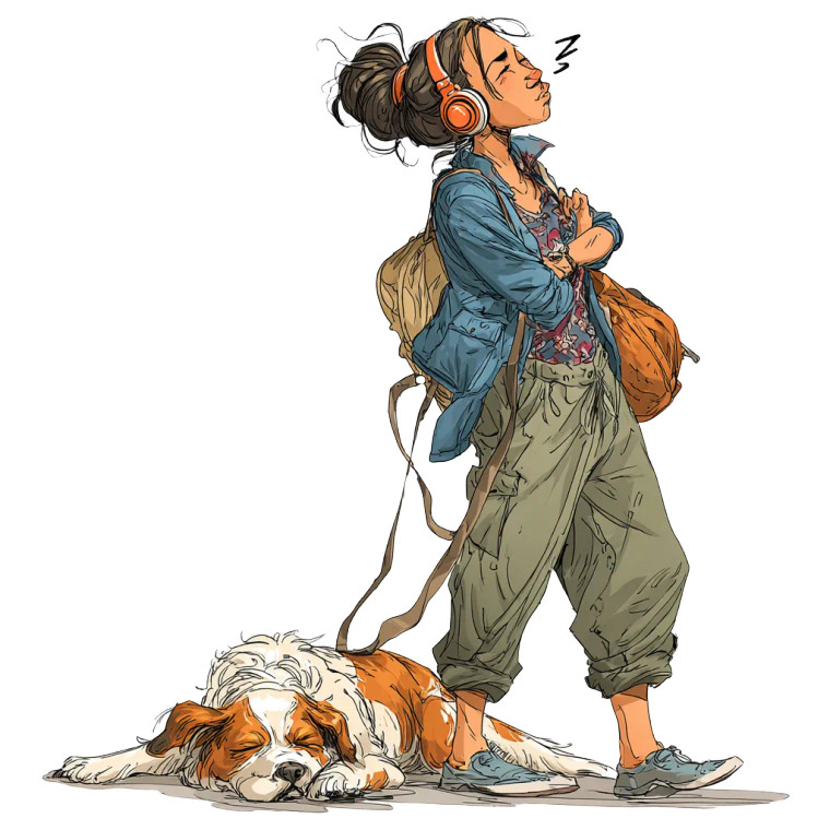 Happy Woman Walking Dog Vinyl Car Decal Sticker – Waterproof & UV-Resistant 