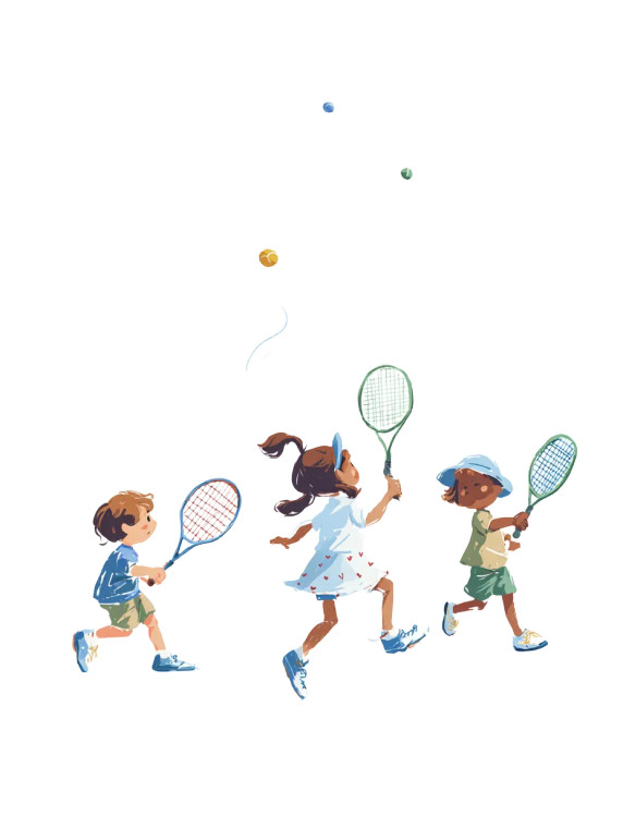 Kids Playing Tennis Vinyl Car Decal Sticker – Waterproof & UV-Resistant 