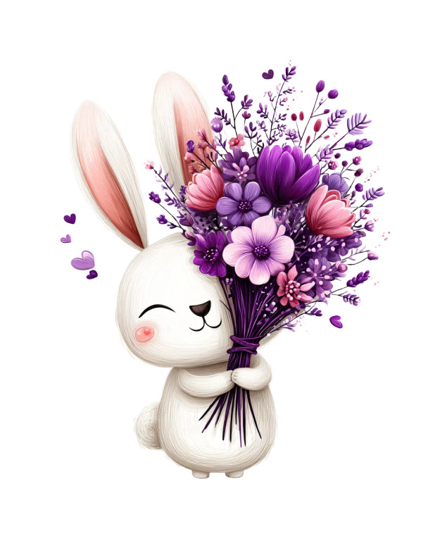 Cute Rabbit Bouquet Vinyl Car Decal Sticker – Waterproof & UV-Resistant 