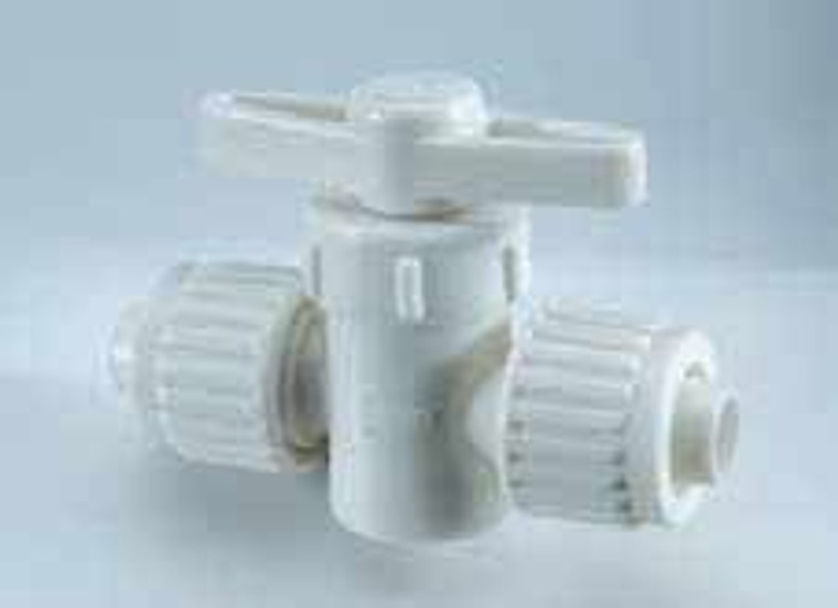 Flair-It  Fresh Water Shut Off Valve | Stop Valve, 1/2 Inch PEX x 3/8 Inch Compression Fitting, White Plastic | Limited 5 Year Warranty