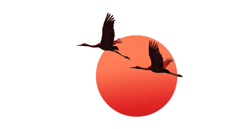 Flying Cranes Sunset V2 Vinyl Car Decal Sticker – Waterproof & UV-Resistant 