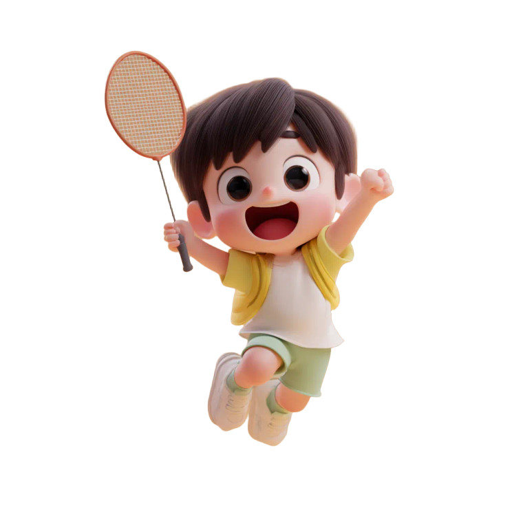 Cute Badminton Boy Vinyl Car Decal Sticker – Waterproof & UV-Resistant 