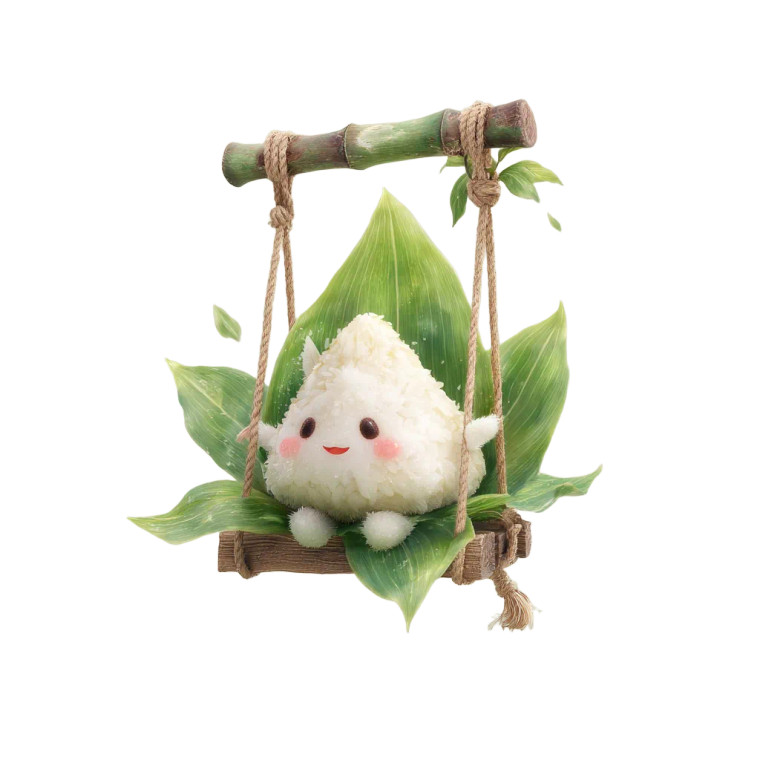 Cute Zongzi Swing Vinyl Car Decal Sticker – Waterproof & UV-Resistant 