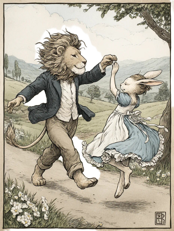 Dancing Lion And Rabbit Vinyl Car Decal Sticker – Waterproof & UV-Resistant 