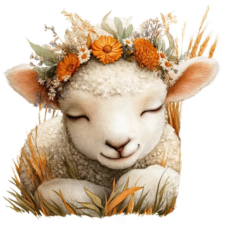 Gentle Crowned Lamb Vinyl Car Decal Sticker – Waterproof & UV-Resistant 