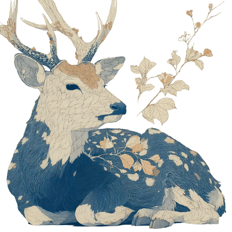 Sika Deer Illustration Vinyl Car Decal Sticker – Waterproof & UV-Resistant 