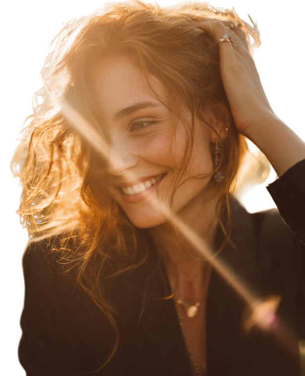 Smiling Woman Portrait V27 Vinyl Car Decal Sticker – Waterproof & UV-Resistant 