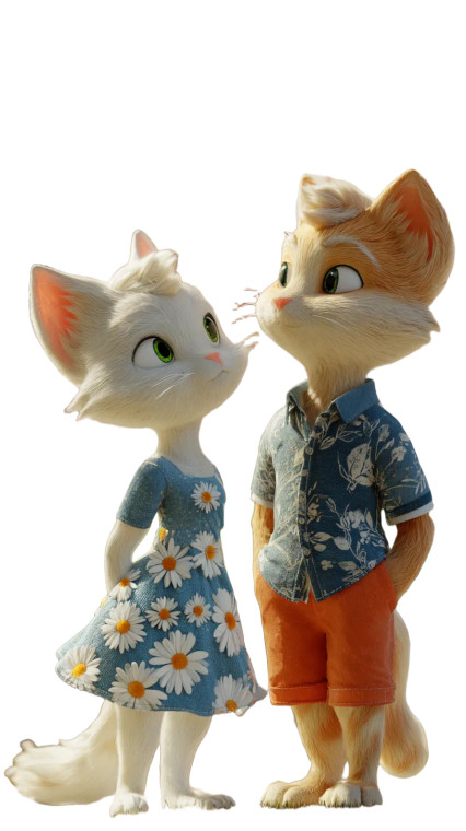 Romantic Cat Duo V2 Vinyl Car Decal Sticker – Waterproof & UV-Resistant 