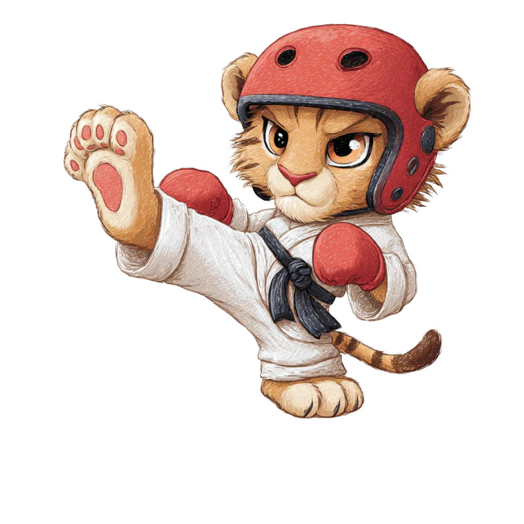 Karate Lion Cub Vinyl Car Decal Sticker – Waterproof & UV-Resistant 
