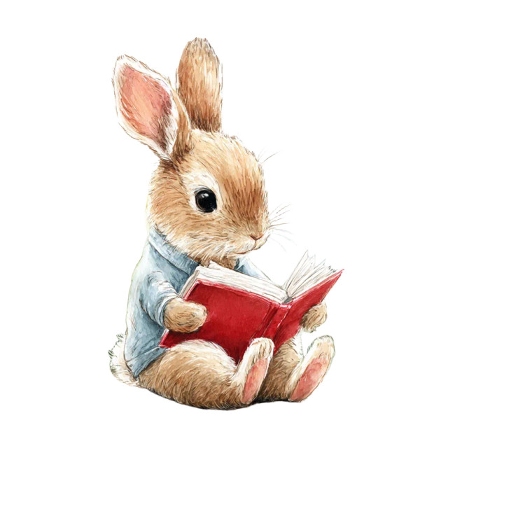 Reading Rabbit V2 Vinyl Car Decal Sticker – Waterproof & UV-Resistant 