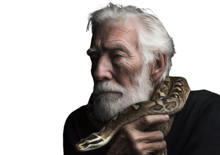 Elderly Man With Snake Vinyl Car Decal Sticker – Waterproof & UV-Resistant 