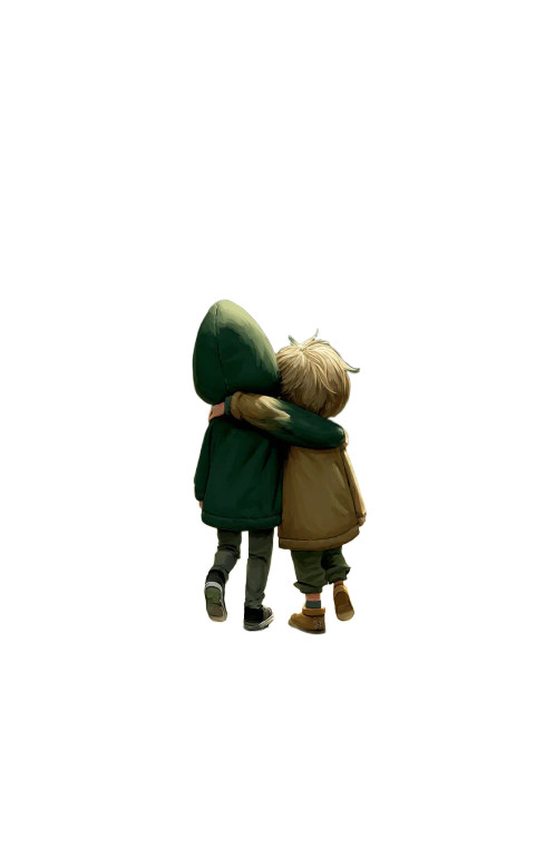 Friends Walking Hug Vinyl Car Decal Sticker – Waterproof & UV-Resistant 