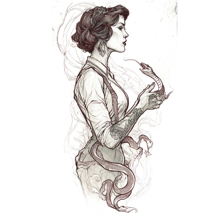 Circus Snake Lady Vinyl Car Decal Sticker – Waterproof & UV-Resistant 