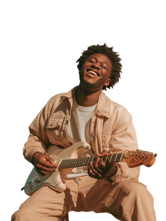 Guitar Player Portrait Vinyl Car Decal Sticker – Waterproof & UV-Resistant 