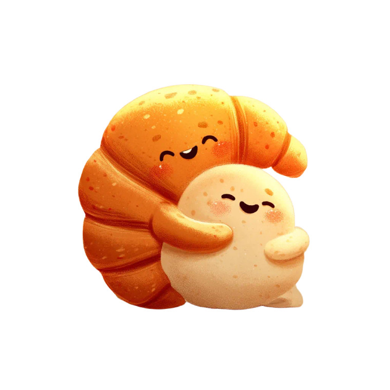 Cozy Croissant Hug Vinyl Car Decal Sticker – Waterproof & UV-Resistant 