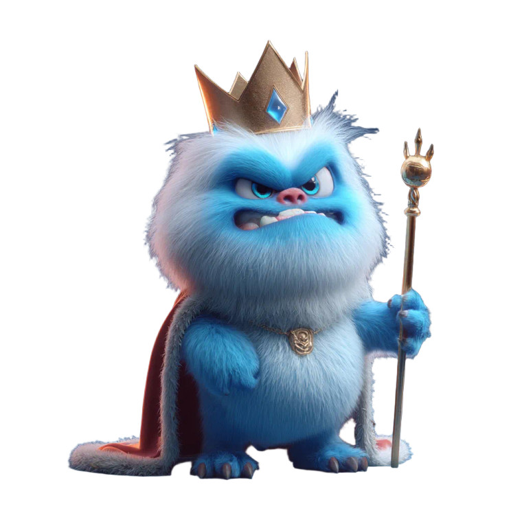 Fluffy Crowned Monster Vinyl Car Decal Sticker – Waterproof & UV-Resistant 