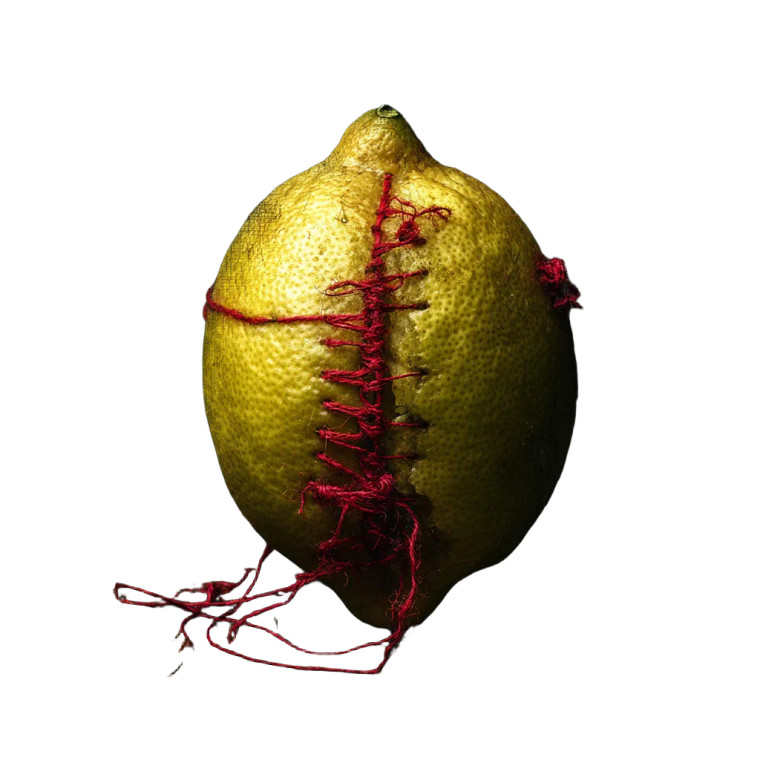 Sewn Lemon Vinyl Car Decal Sticker – Waterproof & UV-Resistant 