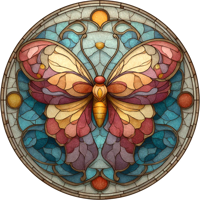 Stained Glass Butterfly V3 Vinyl Car Decal Sticker – Waterproof & UV-Resistant 