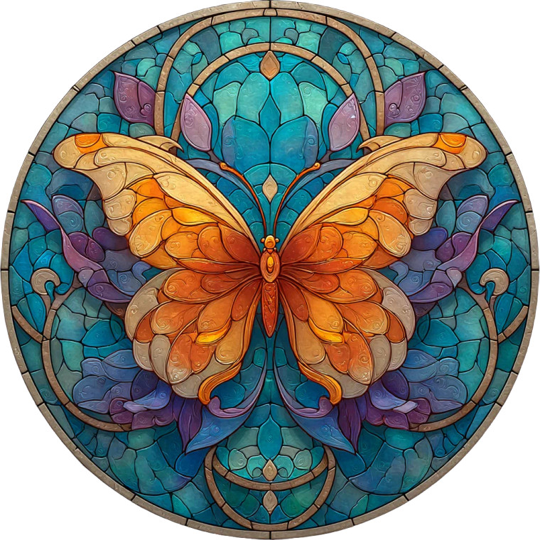 Stained Glass Butterfly V4 Vinyl Car Decal Sticker – Waterproof & UV-Resistant 