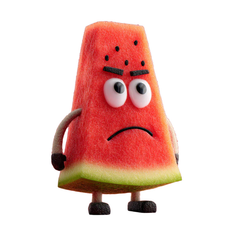 Disappointed Watermelon Slice Vinyl Car Decal Sticker – Waterproof & UV-Resistant 