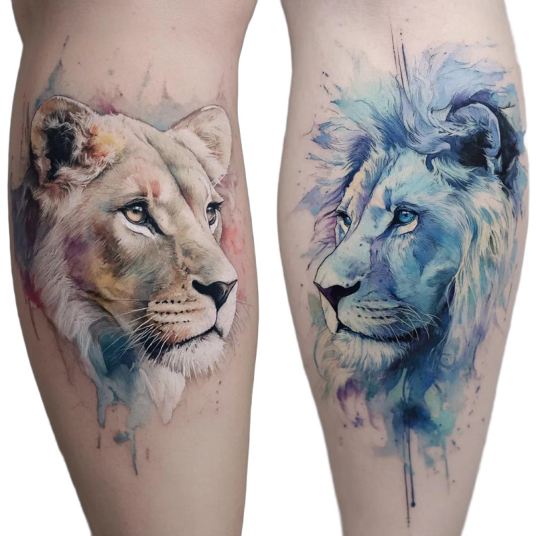 Lion Pair Tattoos Vinyl Car Decal Sticker – Waterproof & UV-Resistant 