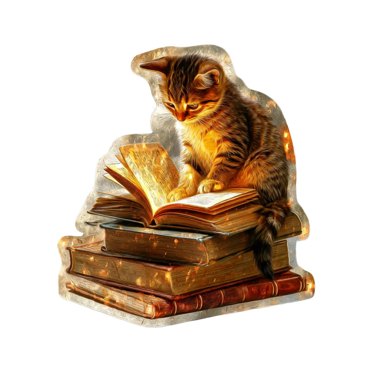 Reading Tabby Cat V3 Vinyl Car Decal Sticker – Waterproof & UV-Resistant 