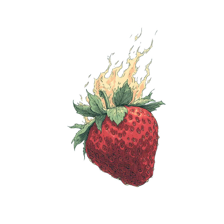 Burning Strawberry Vinyl Car Decal Sticker – Waterproof & UV-Resistant 