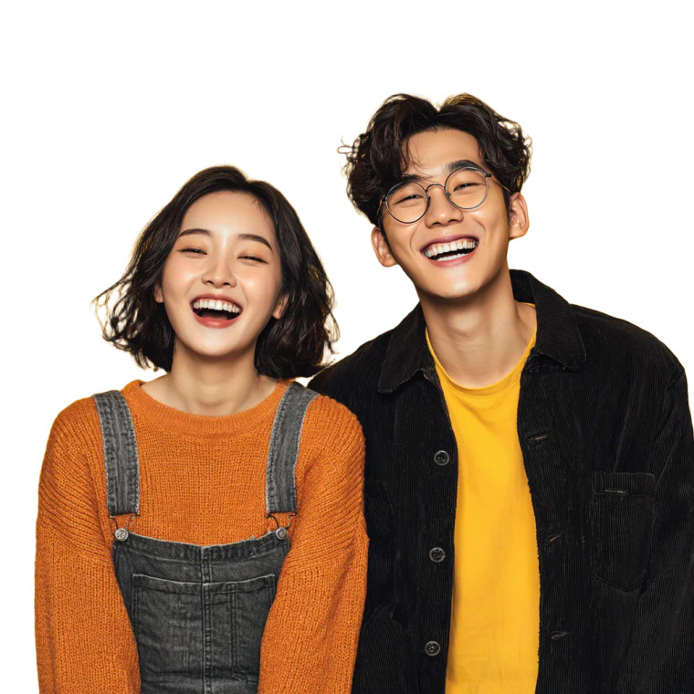 Joyful Korean Couple Vinyl Car Decal Sticker – Waterproof & UV-Resistant 