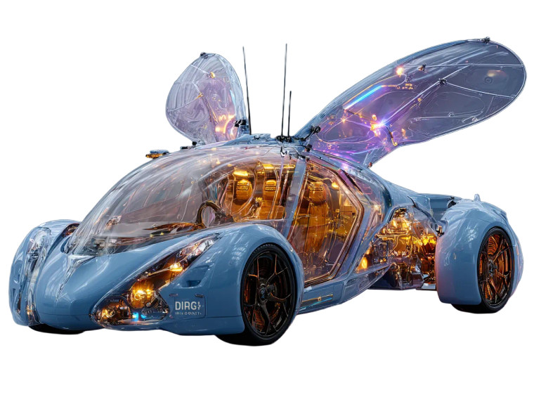 Futuristic Flying Car V10 Vinyl Car Decal Sticker – Waterproof & UV-Resistant 