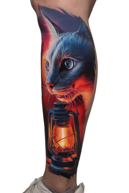Cat Lantern Tattoo Vinyl Car Decal Sticker – Waterproof & UV-Resistant 