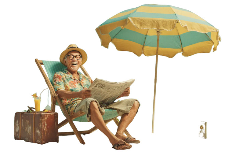 Smiling Elderly Asian Man Vinyl Car Decal Sticker – Waterproof & UV-Resistant 